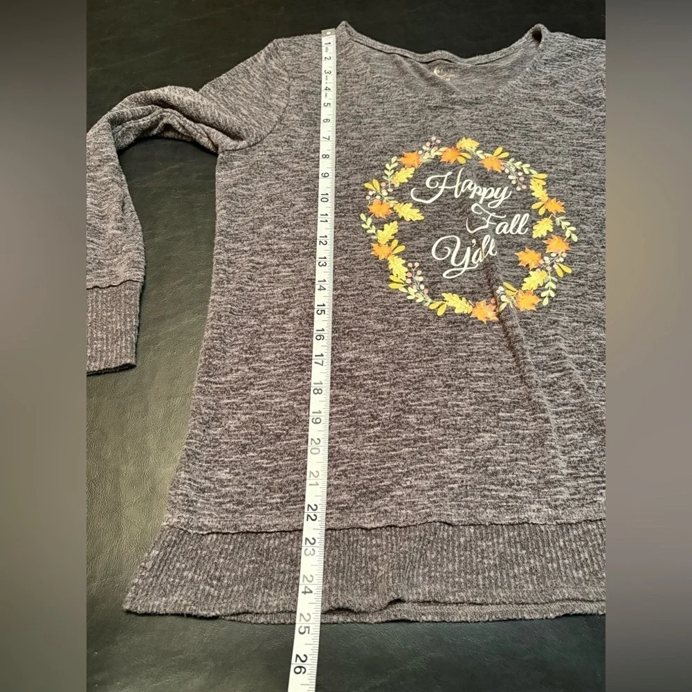 Cato Charcoal Lightweight Long Sleeve 'Happy Fall Y'all' Sweater
